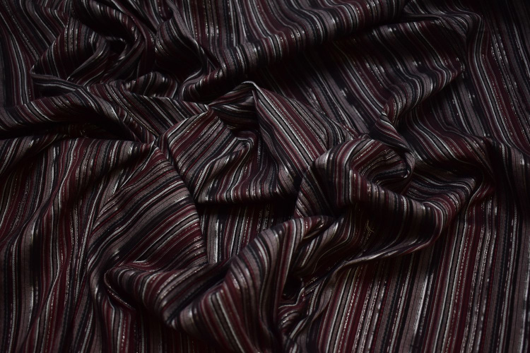 Рубашечная бордовая ткань полоска W-132257