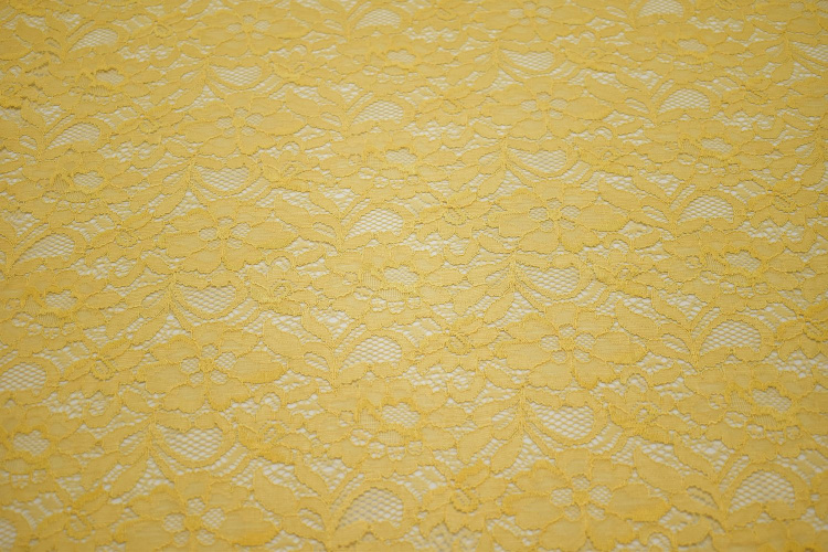 Гипюр желтый цветы W-125092