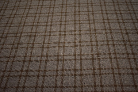 Пальтовая серая коричневая ткань полоска W-132077