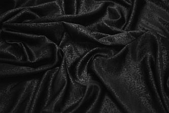 Плательная черная ткань с узором W-130610