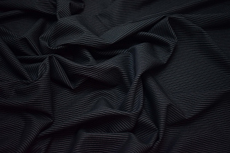 Костюмная тёмно-синяя ткань в полоску W-133217