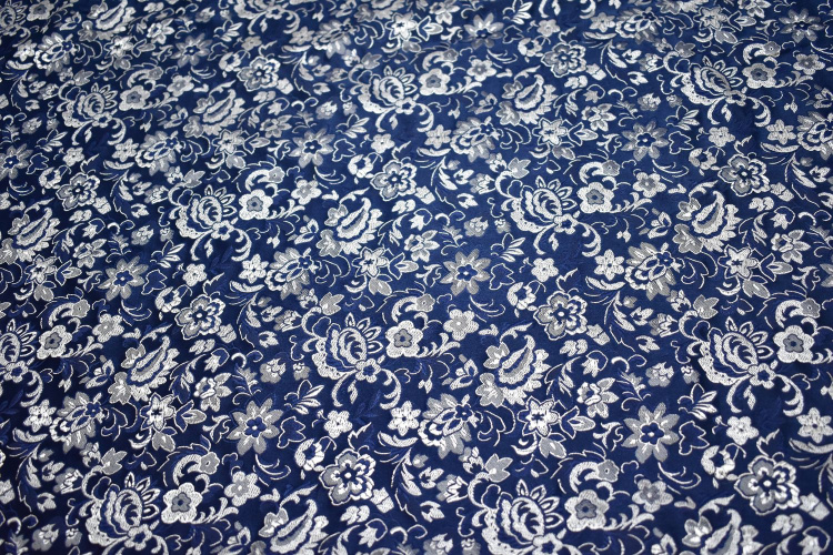 Китайский синий цветы пейсли W-130922