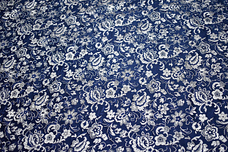 Китайский синий цветы пейсли W-130922