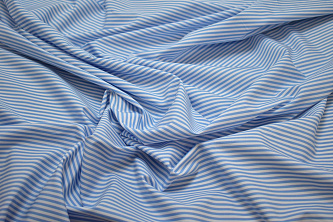 Рубашечная голубая белая ткань полоска W-131572