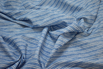Рубашечная синяя белая ткань полоска W-130961