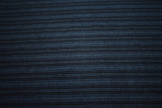 Лен синий черный в полоску W-124520