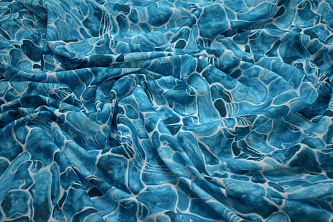 Батист голубой белый абстракция W-129387