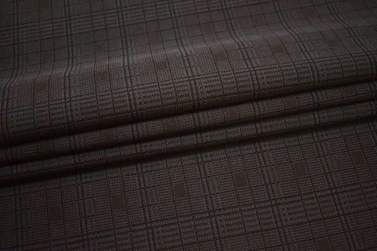 Костюмная серая коричневая ткань W-132584