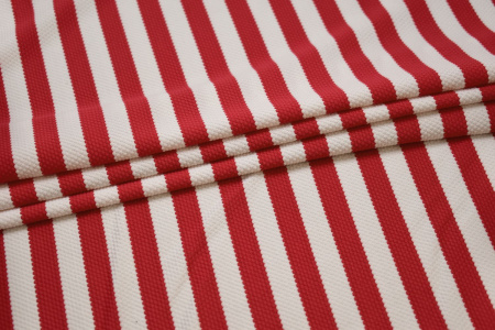 Трикотаж в красную и белую полоску W-131163