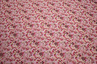 Шифон розовый бордовый цветы W-129379