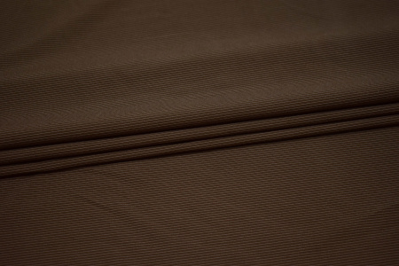 Костюмная коричневая в полоску ткань W-133203