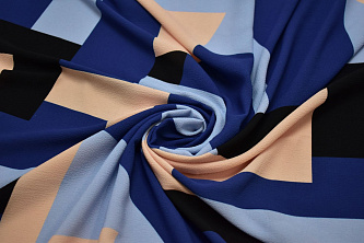 Плательная синяя ткань геометрический узор W-132797