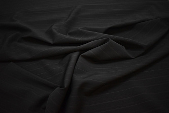 Костюмная черная ткань полоска W-132659