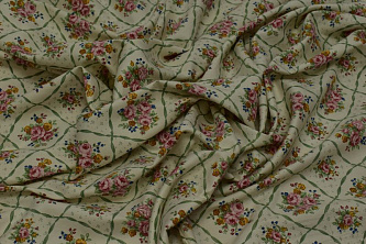 Скатертная ткань из хлопка с цветочным узором W-133347