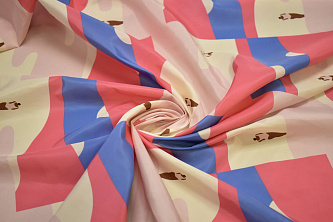Курточная голубая розовая ткань геометрия W-132742