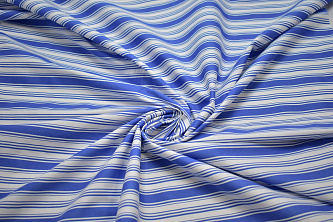 Рубашечная синяя белая ткань полоска W-132676