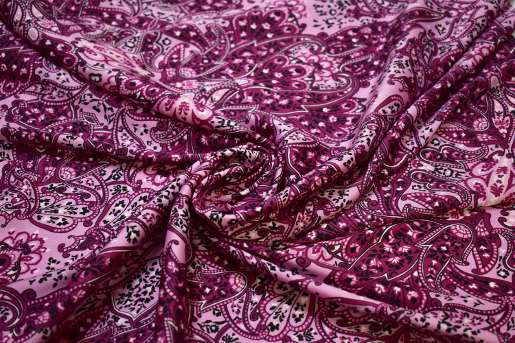 Плательная малиновая розовая ткань узор W-132499