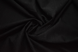 Рубашечная черная ткань вышивка W-132250