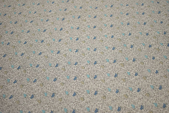 Лен серый голубой цветочный узор W-126546