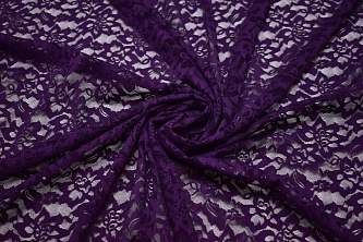 Гипюр фиолетовый цветы W-130017