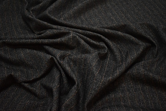 Костюмная серая коричневая ткань полоска W-133219