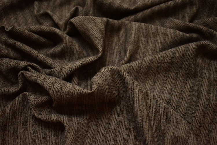 Костюмная коричневая ткань полоска W-132735