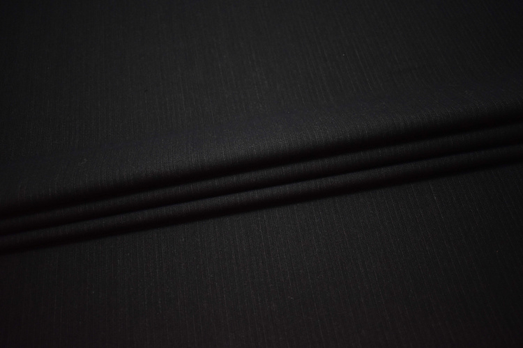 Костюмная черная ткань полоска W-132083
