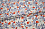 Вискоза белая с синим и красным узором W-129040
