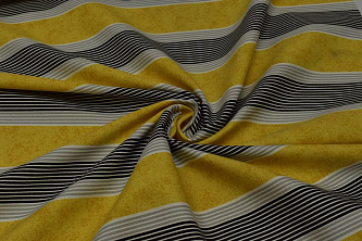 Скатертная ткань серо-желтая в полоску W-133813