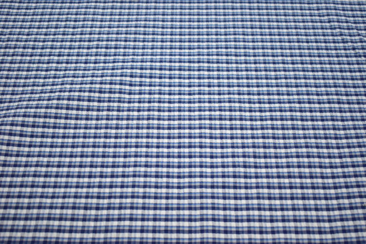 Рубашечная ткань синяя белая клетка W-130621