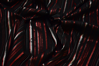 Рубашечная черная бордовая ткань полоска W-133151