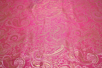 Парча розовая золотая пейсли узор W-130921
