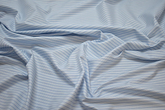 Рубашечная голубая белая ткань полоска W-131574