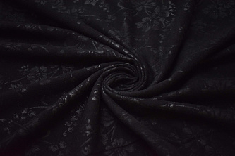 Костюмная черная ткань цветы W-131518