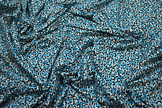 Трикотаж голубой черный абстракция W-132417