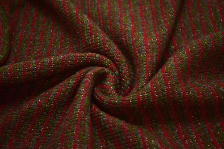 Трикотаж вязаный зеленый красный W-132481