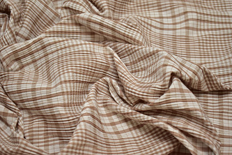 Рубашечная бежевая ткань полоска W-133117
