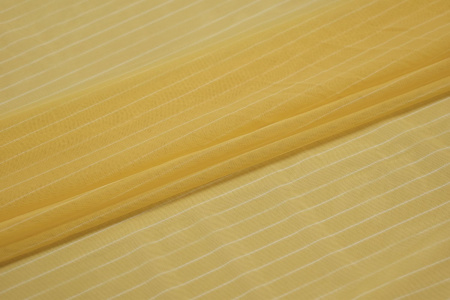 Сетка-стрейч желтого цвета полоска W-131299