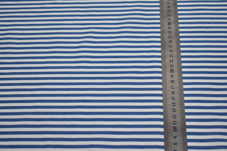 Рубашечная синяя белая ткань полоска W-130972