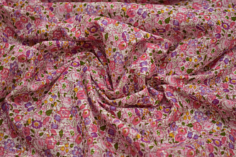 Хлопок розовый с цветочным принтом W-127456