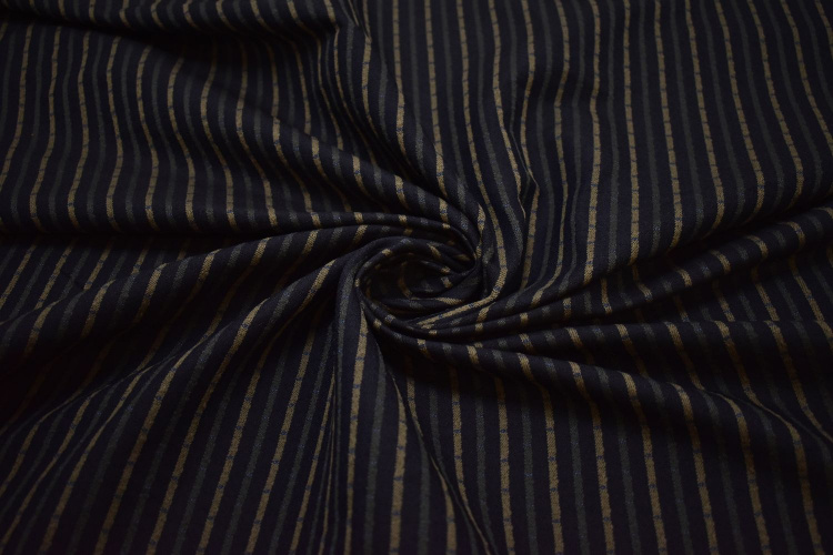 Костюмная синяя ткань полоска W-132049