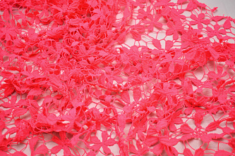 Кружево розовое цветы W-126257