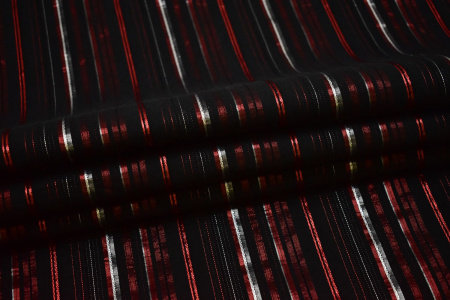 Рубашечная черная бордовая ткань полоска W-133151