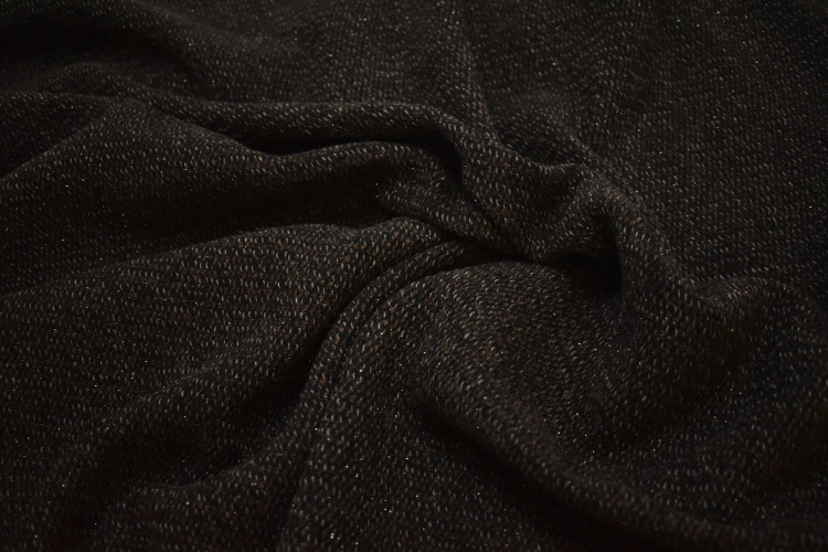 Пальтовая черная коричневая ткань W-132594