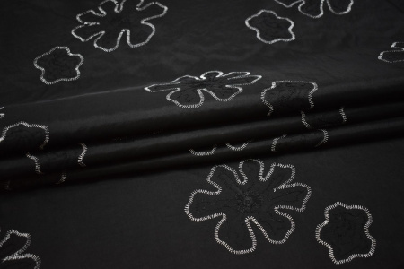 Тафта черного цвета вышивка W-128809