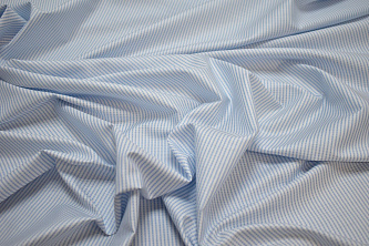 Рубашечная белая синяя ткань полоска W-132902