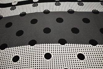 Плательная черная белая ткань круги W-131577