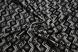 Трикотаж черно-серый зигзаг геометрия W-132969