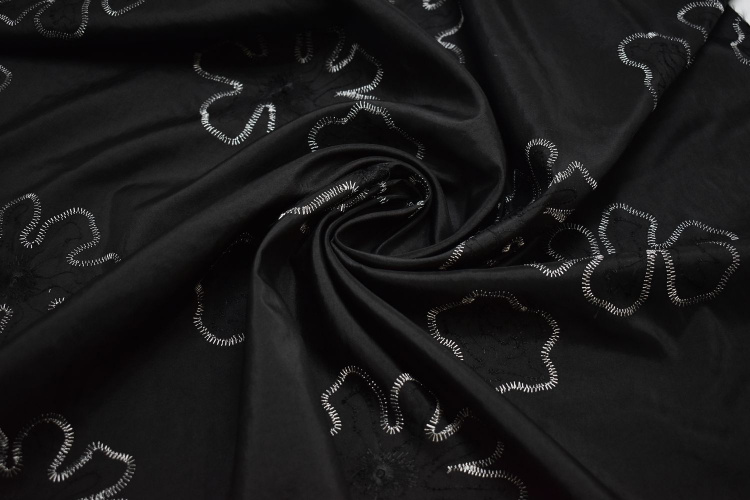Тафта черного цвета вышивка W-128809