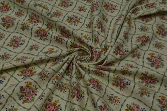 Скатертная ткань из хлопка с цветочным узором W-133347